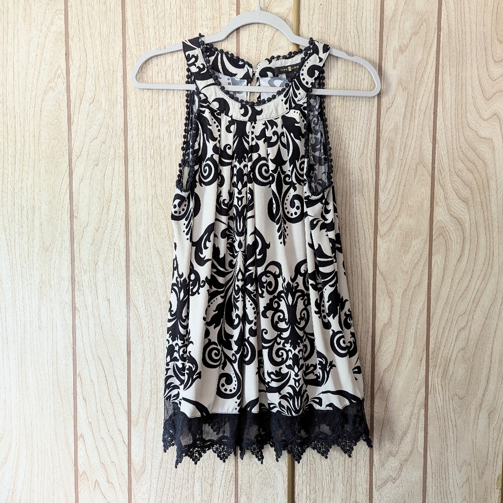 Time Line Brocade Lace Halter Tank